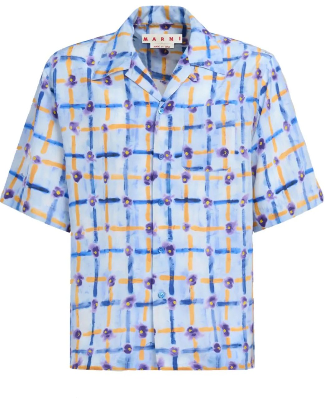 Marni Checked S/s Shirt - Deep Blue/purple Blauw