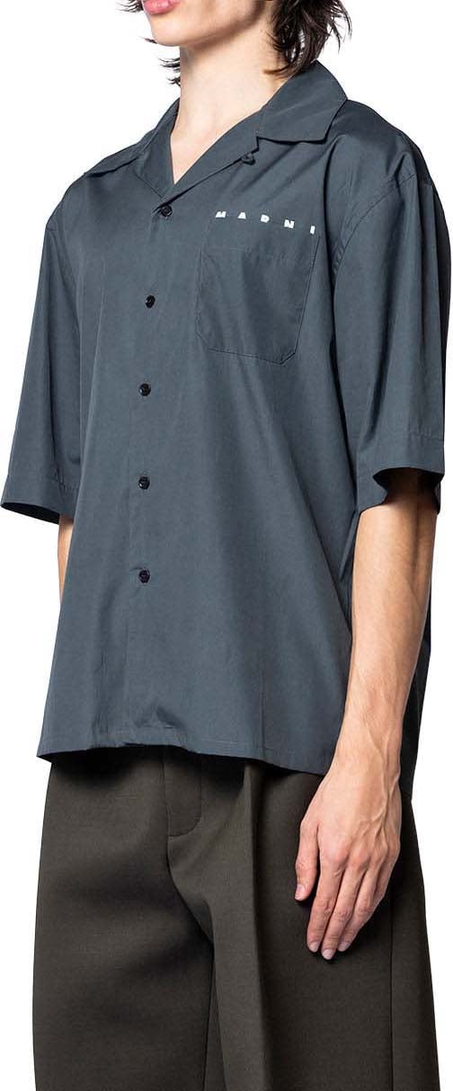 Marni GRAY ORGANIC POPLIN BOWLING SHIRT WITH HIDDEN LOGO Grijs