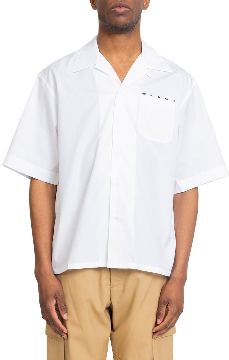Marni MARNI LOGO POPELIN SHIRT LILY WHITE Wit