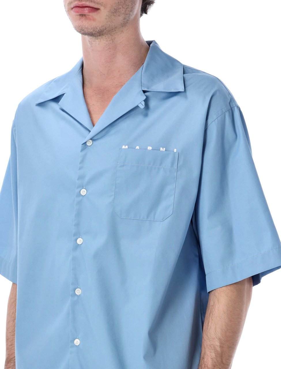Marni Bowling Shirt Logo Blu Blauw
