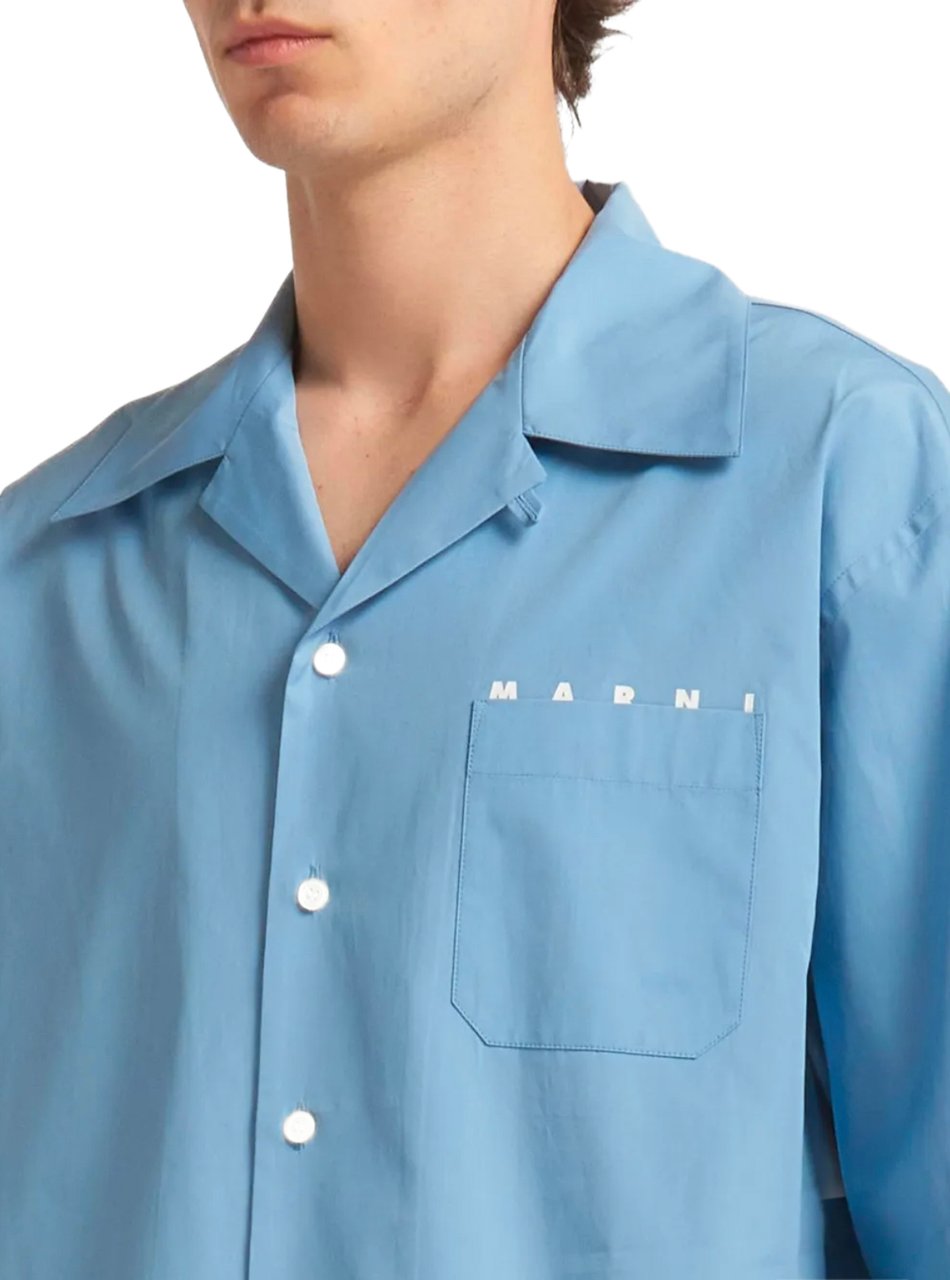Marni S/s Shirt Sky Blue Blauw