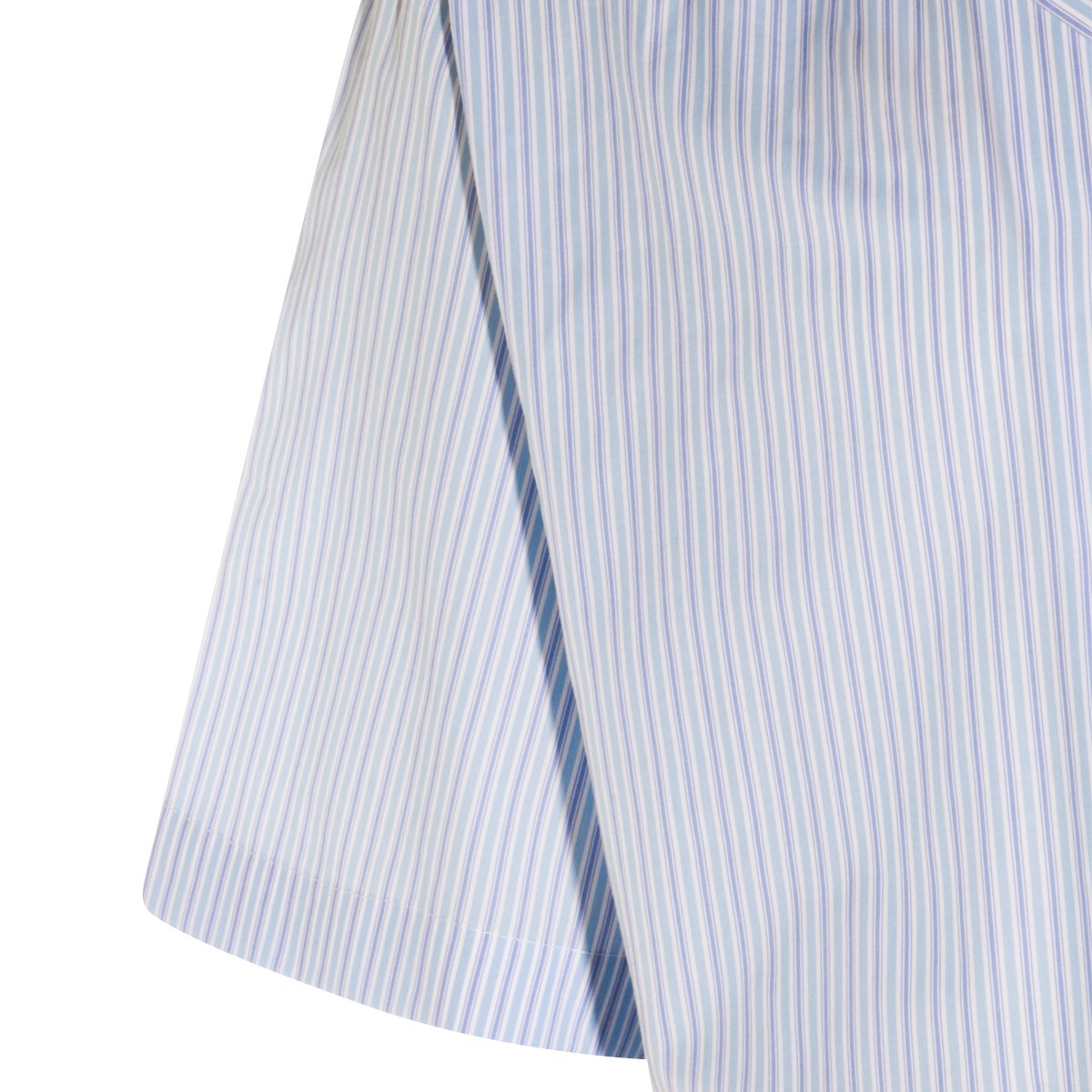 Marni Relaxed Fit Short-Sleeve Shirt with Striped Collar and Pocket Blauw