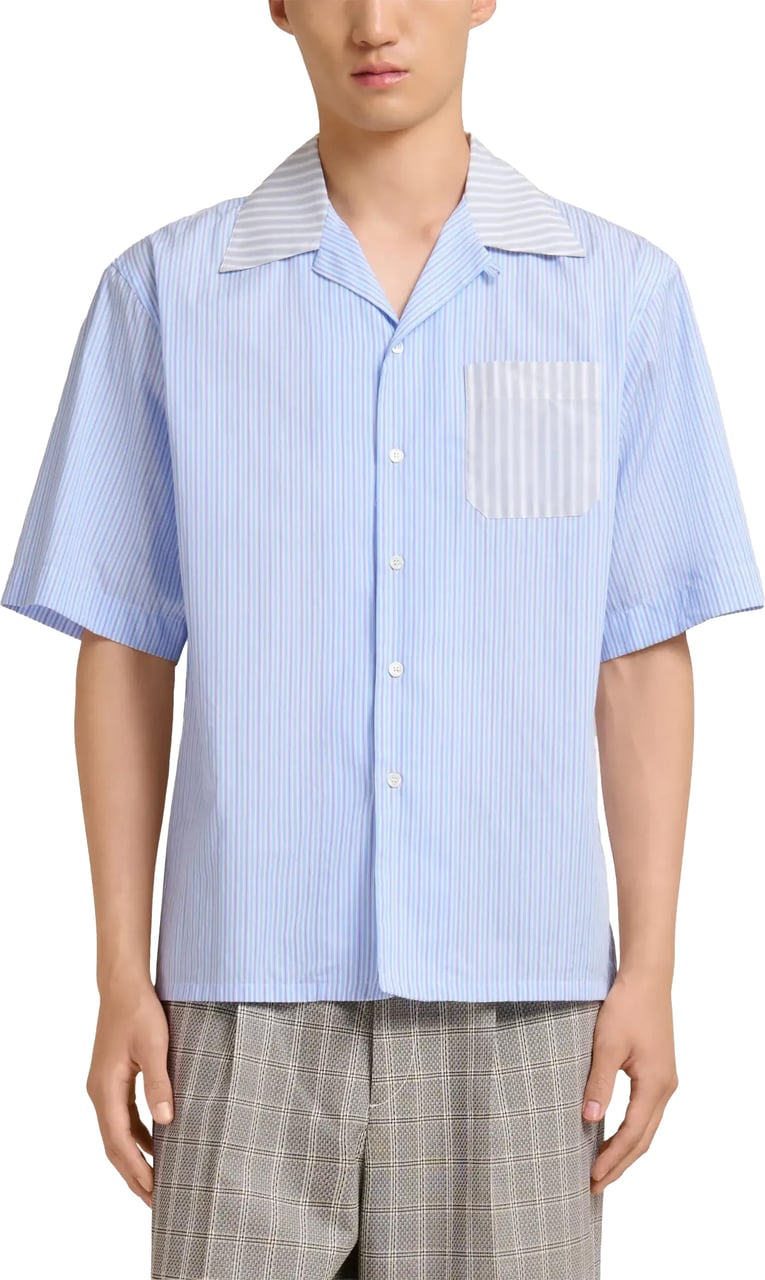 Marni S/s Shirt Striped Blue Blauw