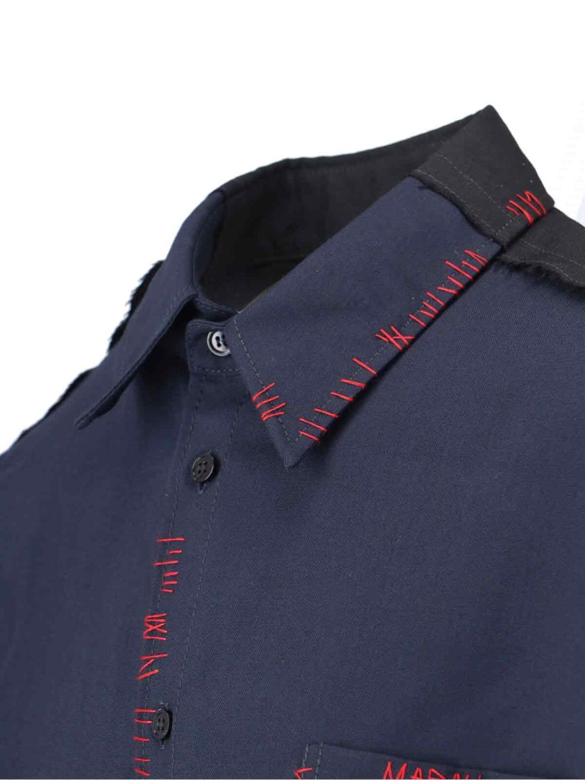 Marni Two-Tone Shirt – Navy/Red/Black Blauw