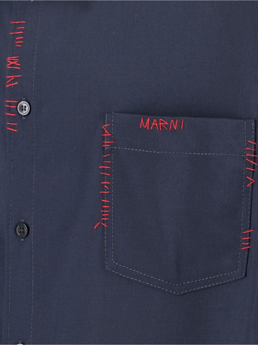 Marni Two-Tone Shirt – Navy/Red/Black Blauw