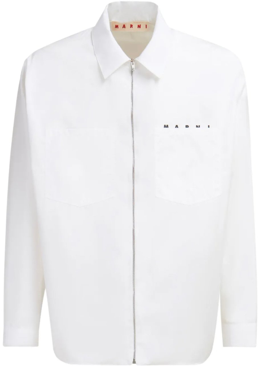 Marni Shirt Zip Up Lily White Wit