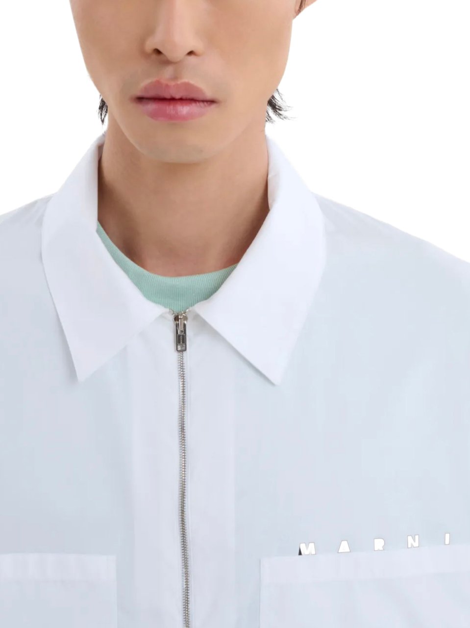 Marni Shirt Zip Up Lily White Wit