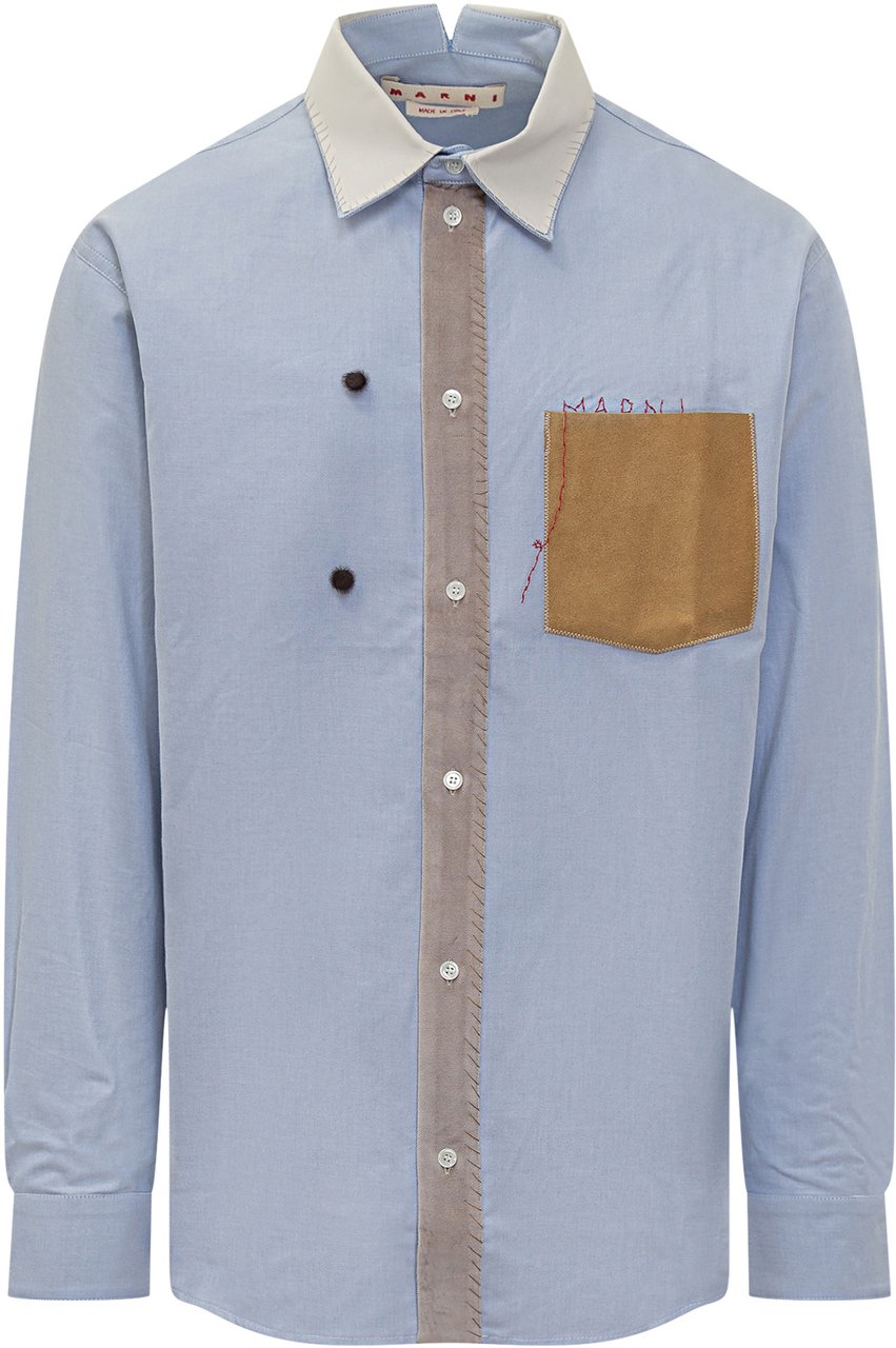Marni Camicia con Dettagli a Contrasto Marni Blauw
