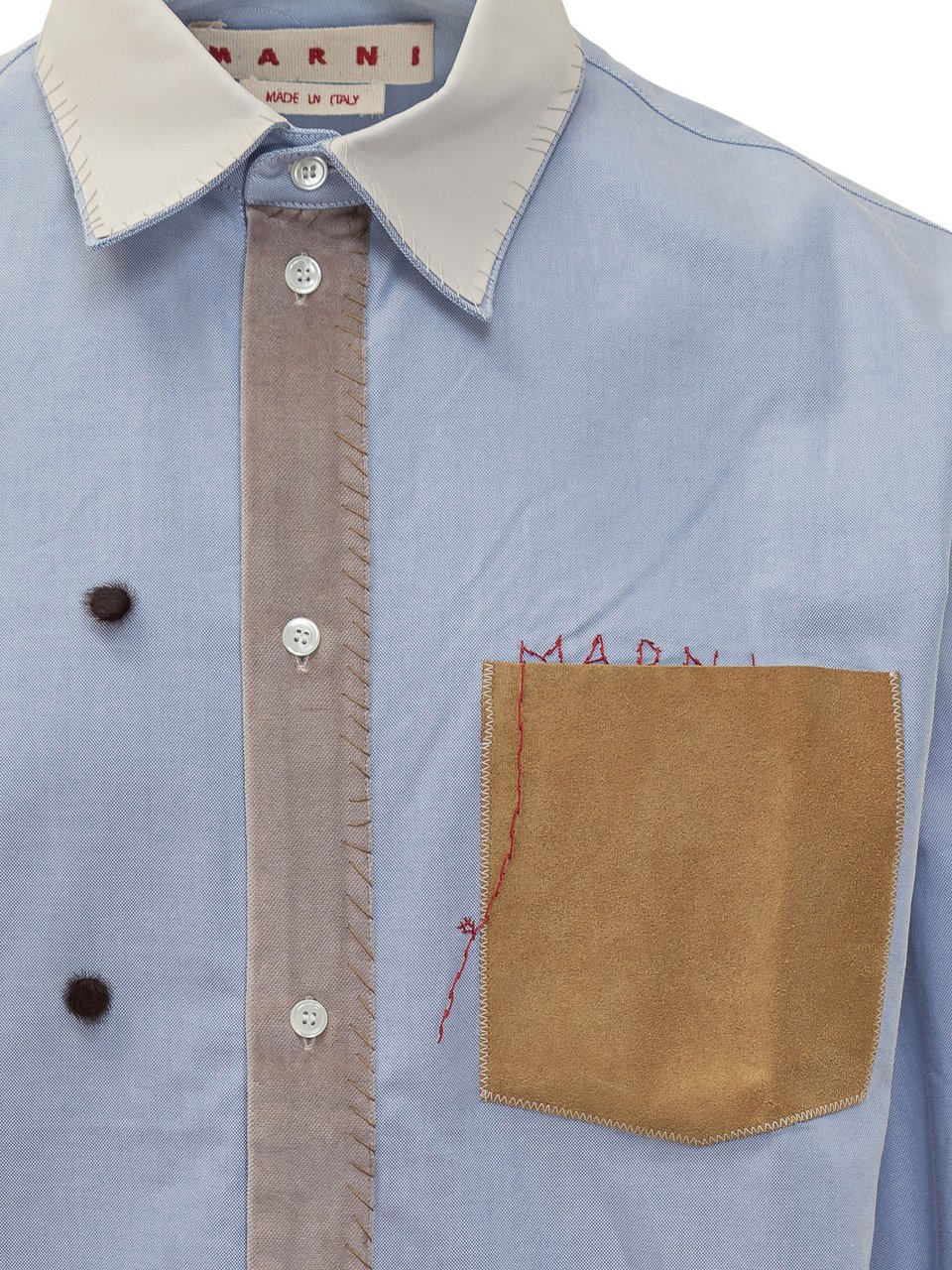 Marni Camicia con Dettagli a Contrasto Marni Blauw