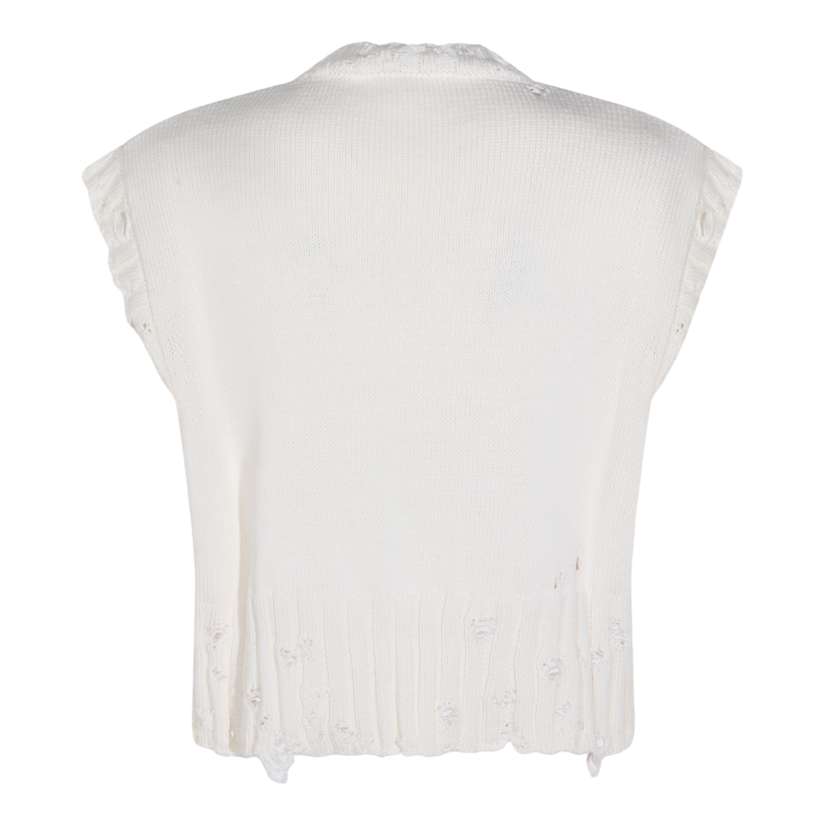 Marni Sleeveless V-Neck Sweater with Ruffled Edges Wit