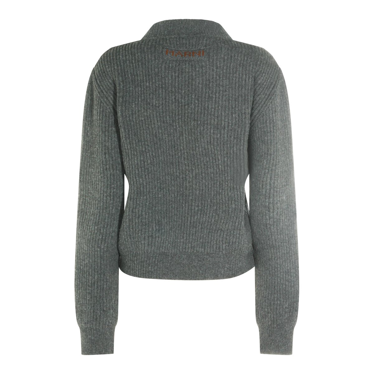 Marni Textured Wool Knit Sweater With V-Neckline And Ribbed Accents Grijs
