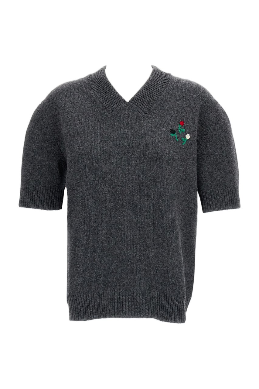 Marni Grey V-Neck Cashmere Knit Top Grijs