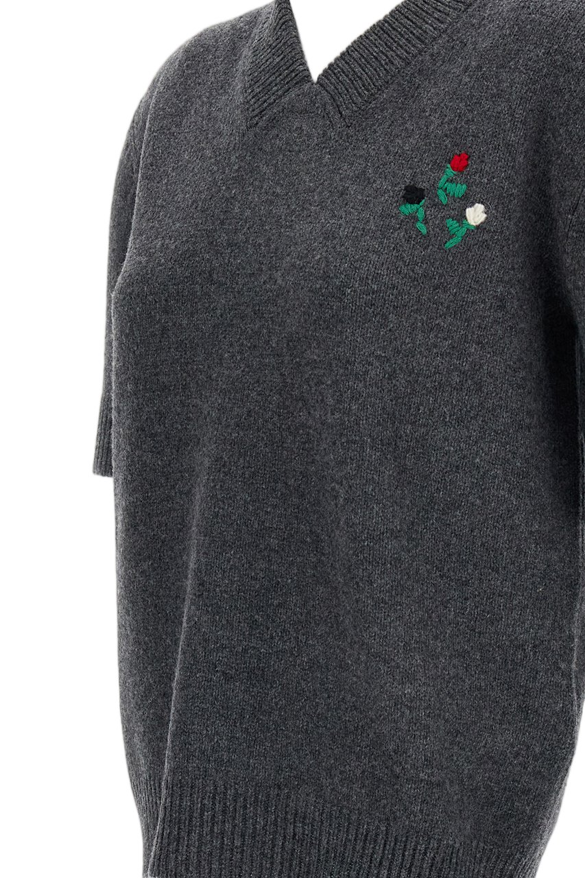 Marni Grey V-Neck Cashmere Knit Top Grijs