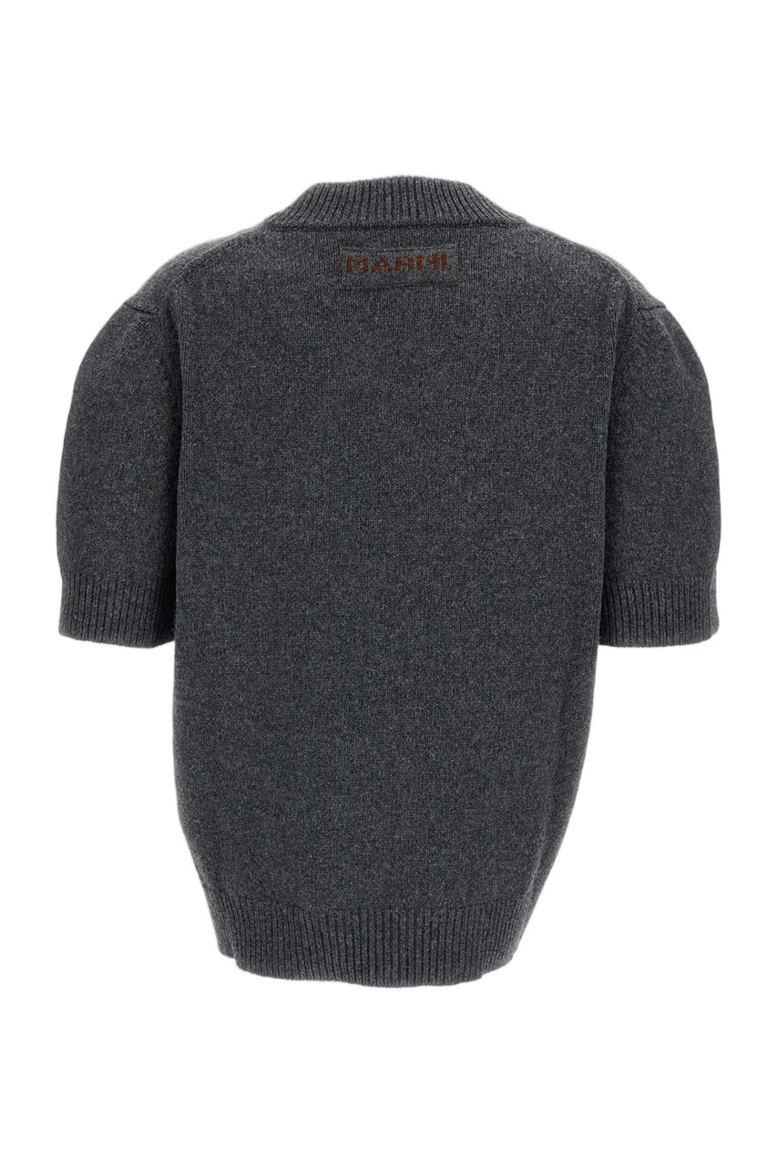 Marni Grey V-Neck Cashmere Knit Top Grijs
