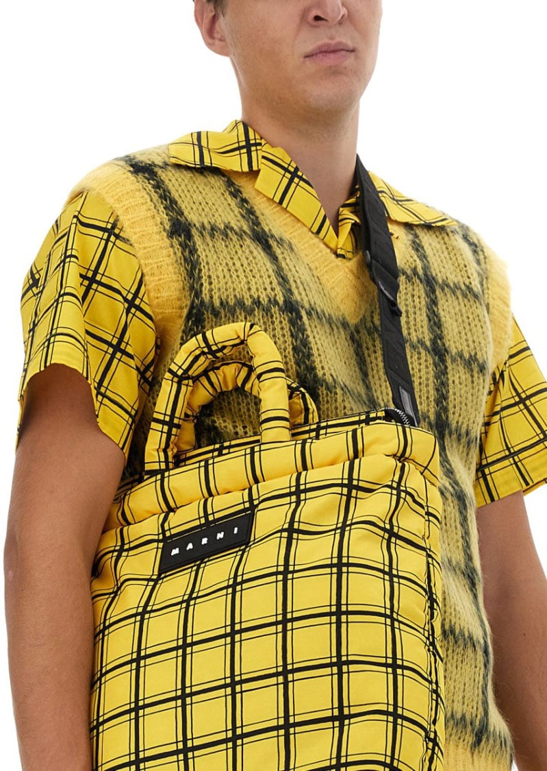 Marni Sophisticated Checkered Knit Vest Geel