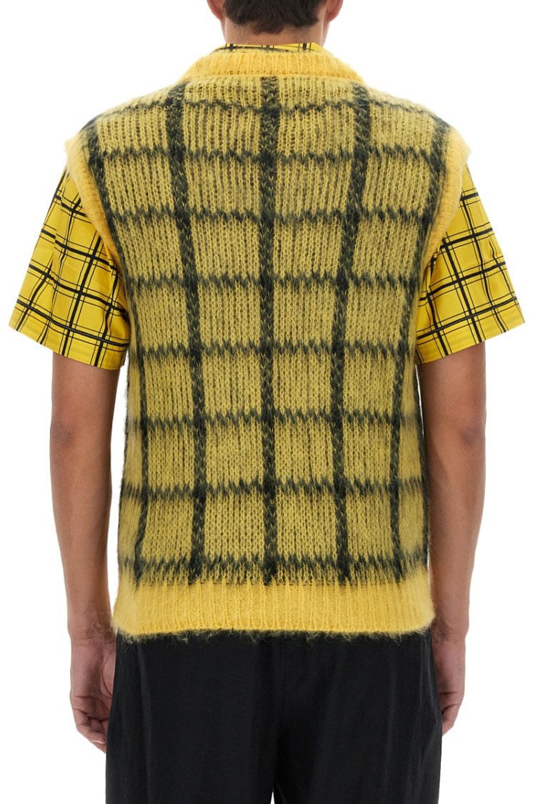 Marni Sophisticated Checkered Knit Vest Geel