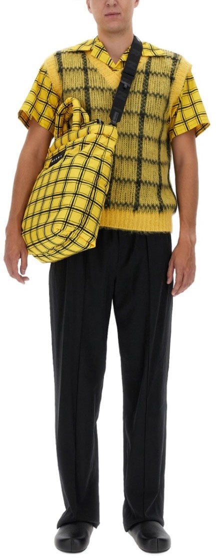 Marni Sophisticated Checkered Knit Vest Geel