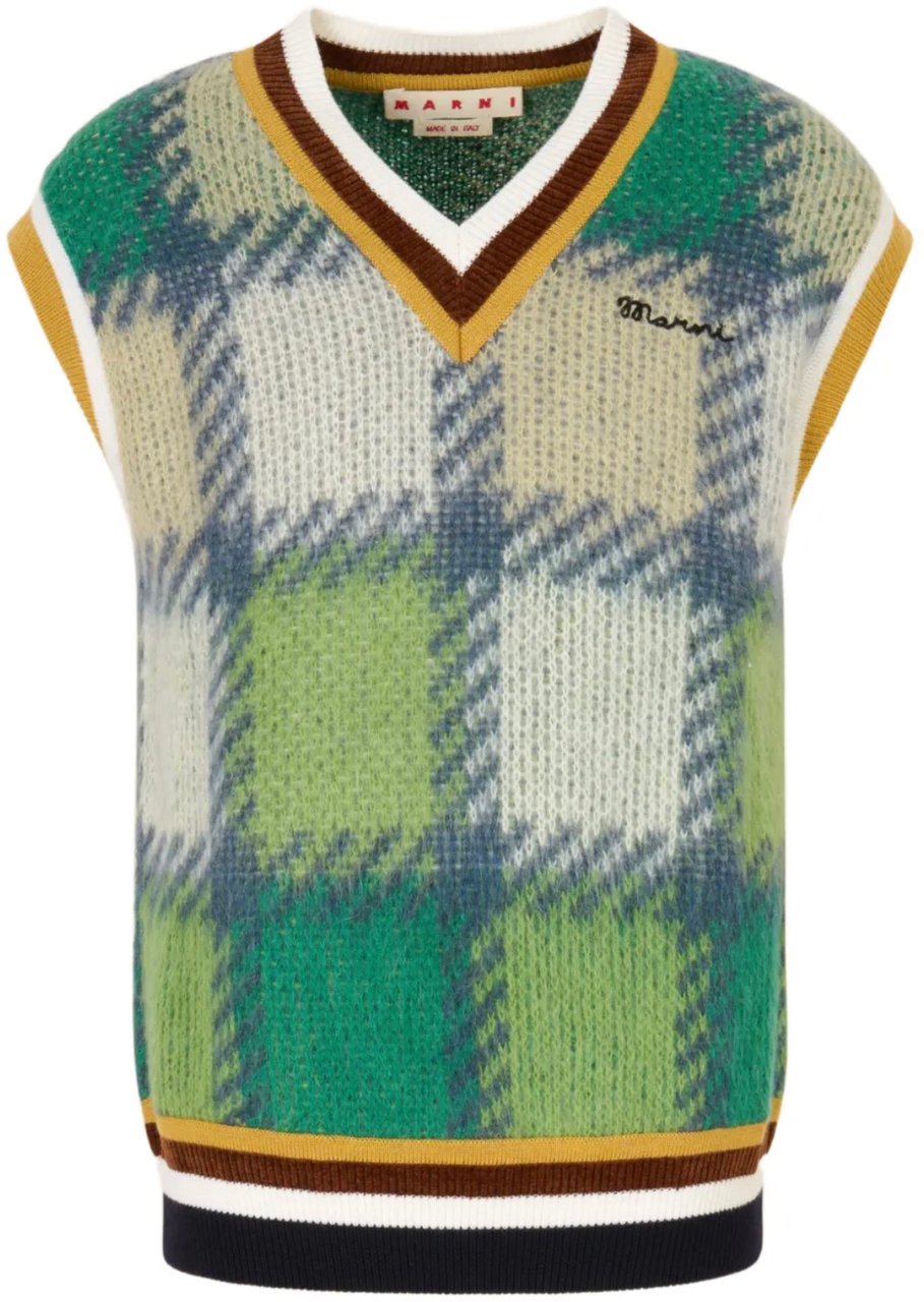 Marni V Neck Sweater Sea Green Groen