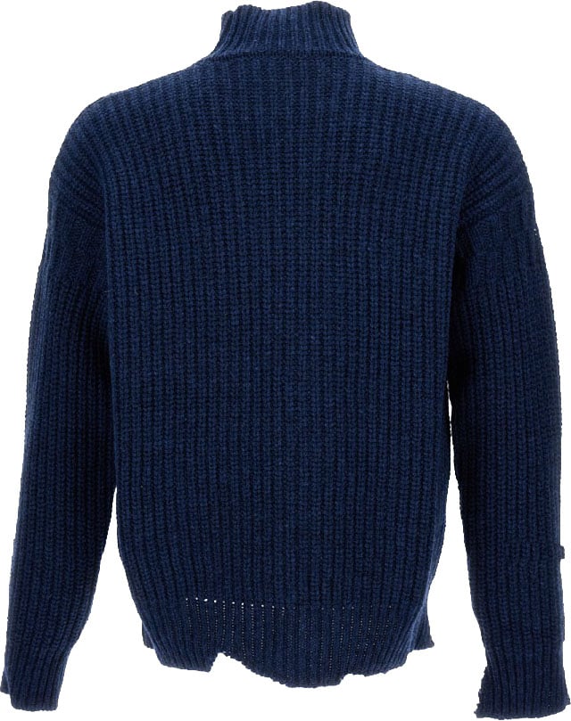 Marni High-Neck Cable-Knit Jumper With Logo Embroidery Blauw