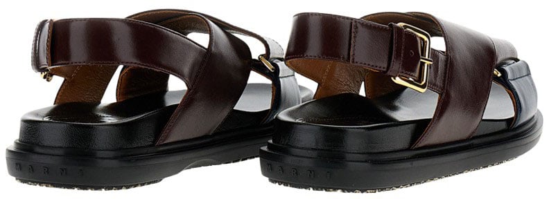 Marni Bicolor Fussbett Sandals With Adjustable Buckle And Colorblock Design Maroon