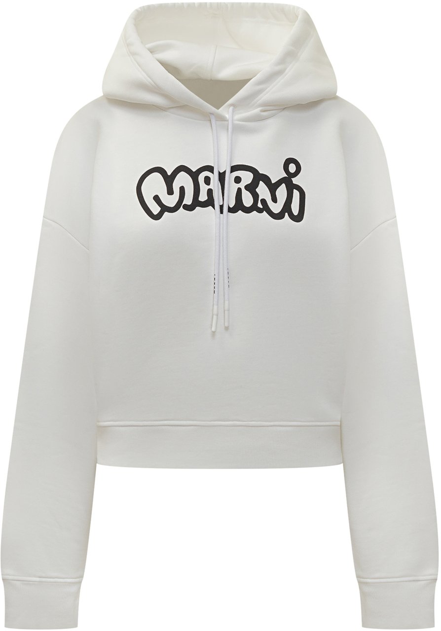 Marni Felpa con Cappuccio Marni Logo Bianco Wit