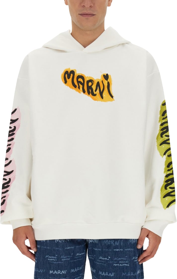 Marni Hooded Sweatshirt With Bold Logo Wit