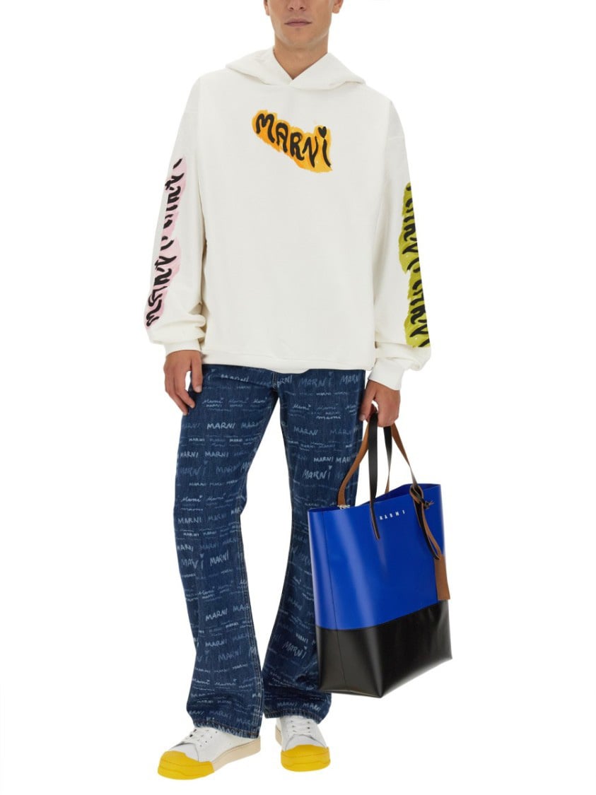 Marni Hooded Sweatshirt With Bold Logo Wit