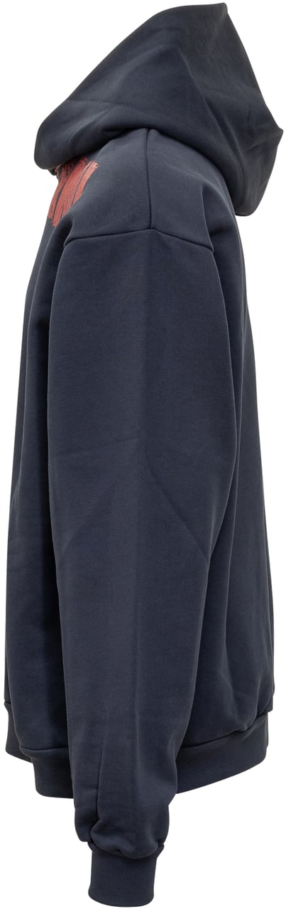 Marni Felpa con Cappuccio e Logo Rosso Marni Blauw