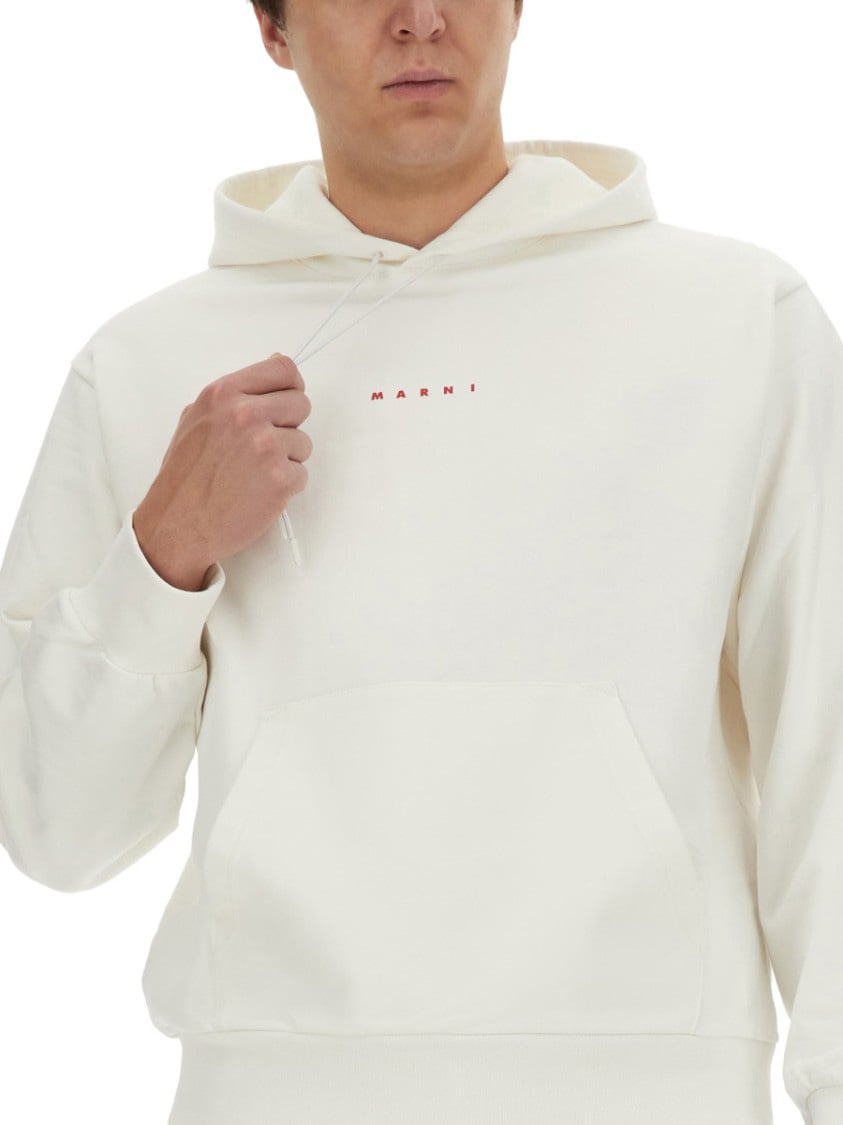 Marni Regular Fit Cotton Knit Sweatshirt Wit