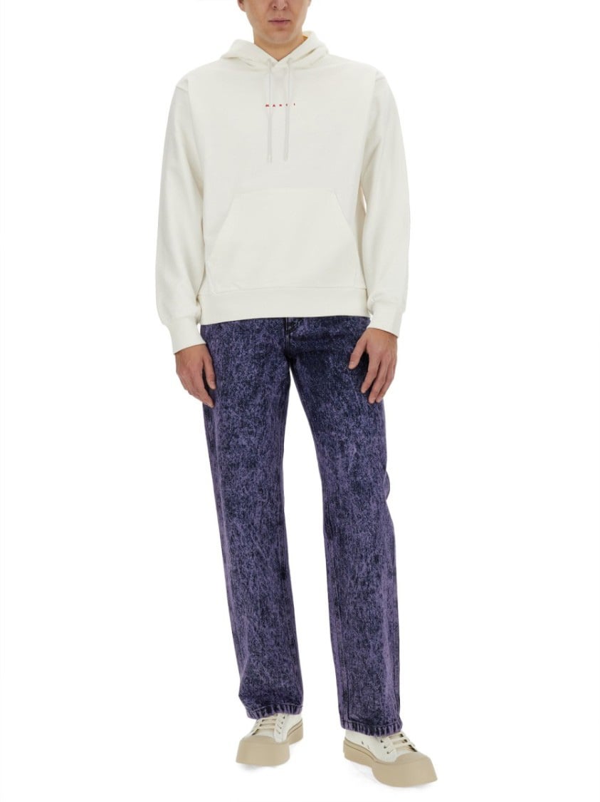 Marni Regular Fit Cotton Knit Sweatshirt Wit