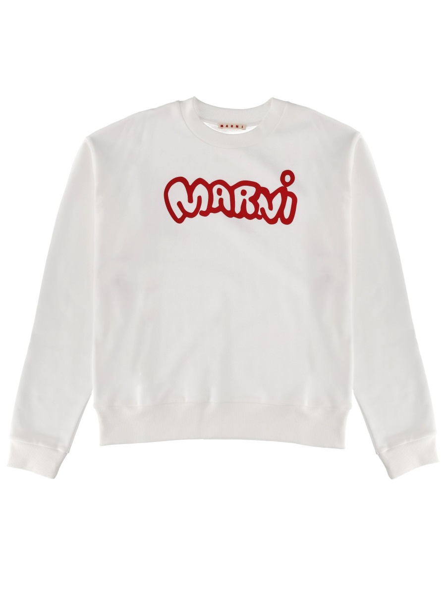 Marni White Red Logo Sweatshirt Wit