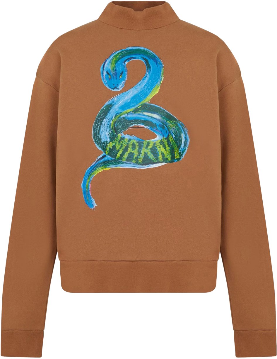 Marni Piton Logo Brushed Organic Sweatshirt Bruin