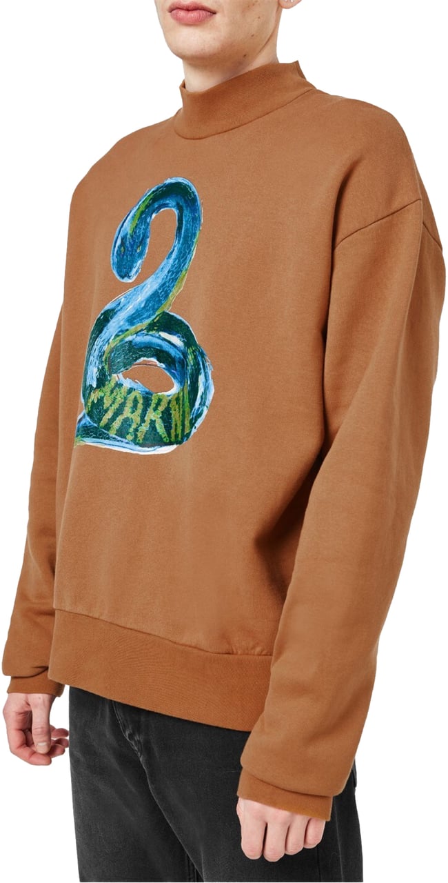 Marni Piton Logo Brushed Organic Sweatshirt Bruin