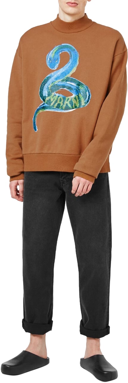 Marni Piton Logo Brushed Organic Sweatshirt Bruin