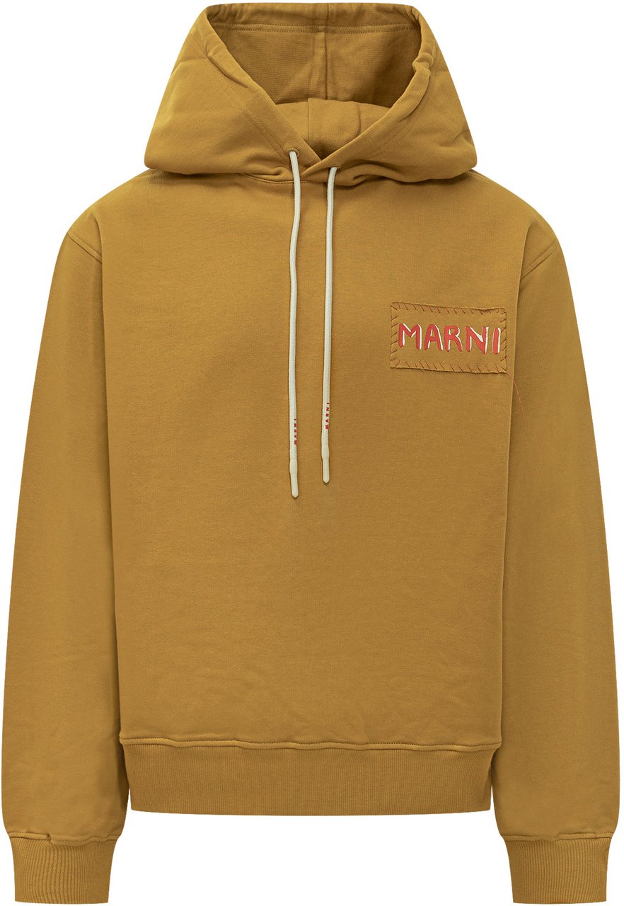 Marni Felpa con Cappuccio e Patch Logo Marni Geel