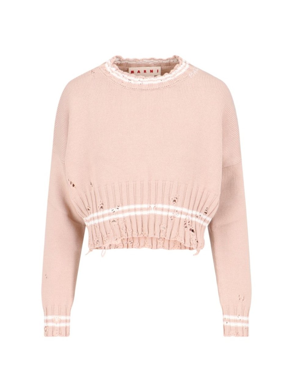Marni Crop Crewneck Sweater – Pink Roze
