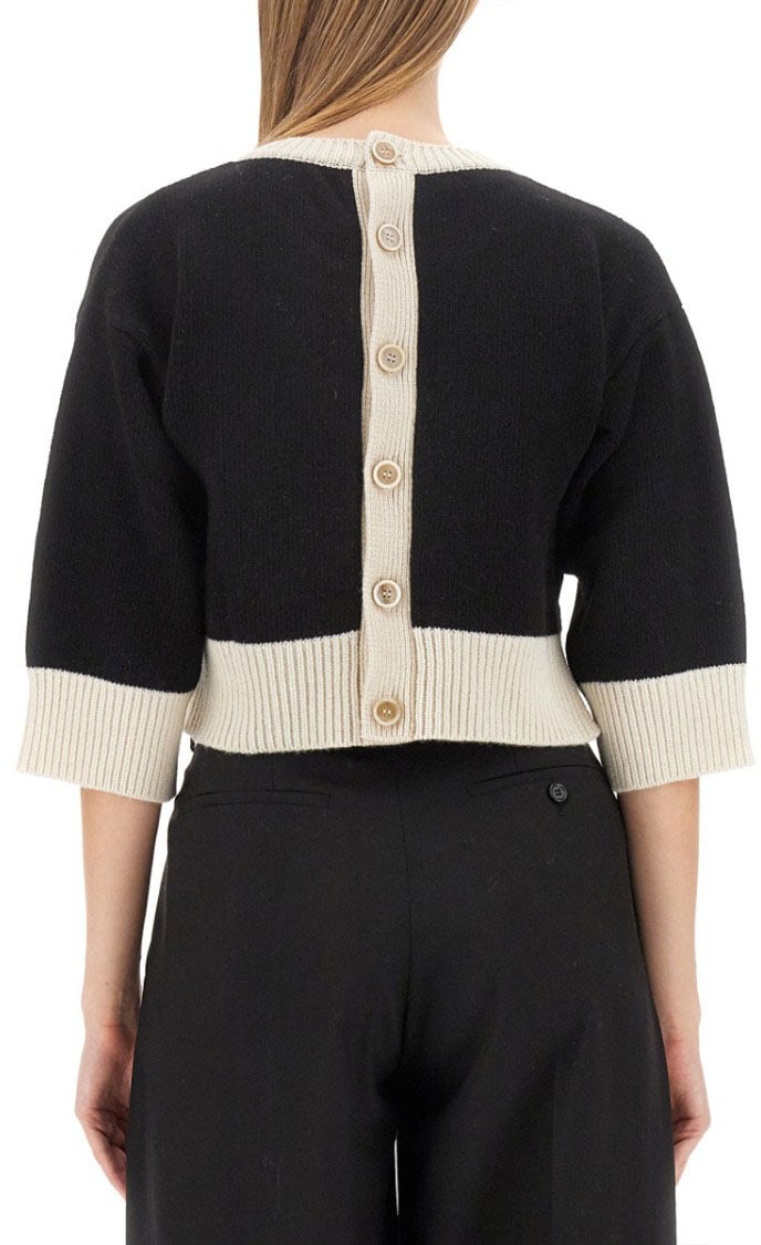 Marni Cropped Jersey With Bold Logo Zwart