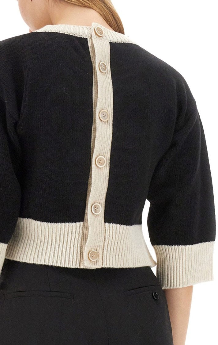 Marni Cropped Jersey With Bold Logo Zwart