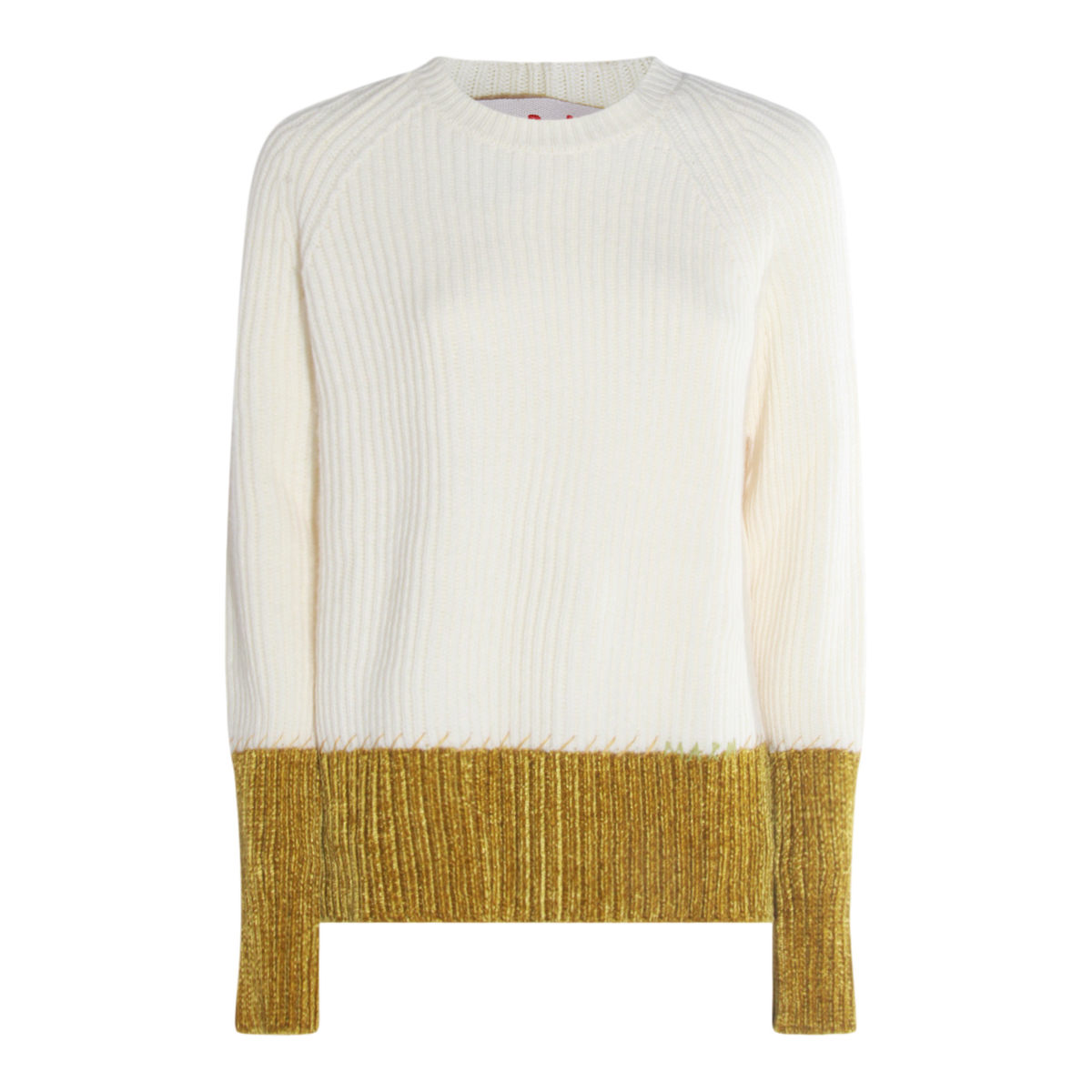 Marni Two-Tone Ribbed Knit Sweater with Round Neckline Wit