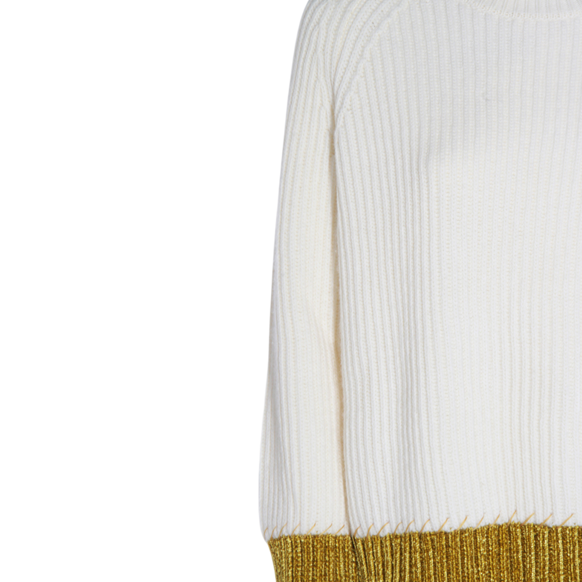 Marni Two-Tone Ribbed Knit Sweater with Round Neckline Wit