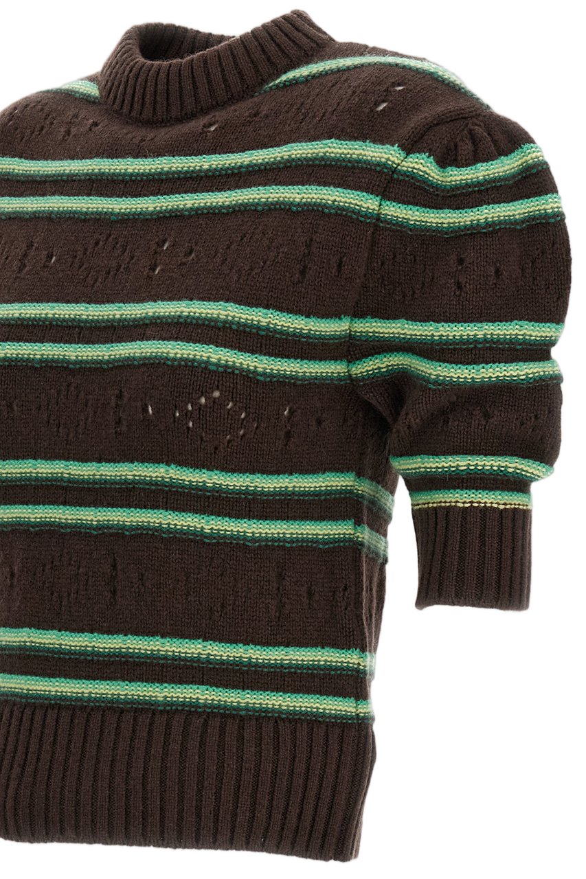 Marni Brown/Green Cashmere Crafted Striped Sweater Bruin