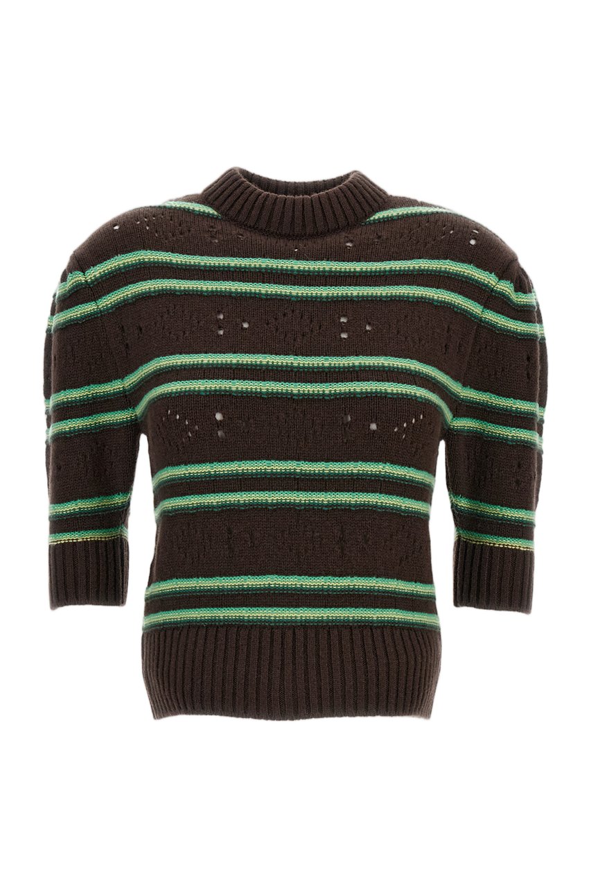 Marni Brown/Green Cashmere Crafted Striped Sweater Bruin