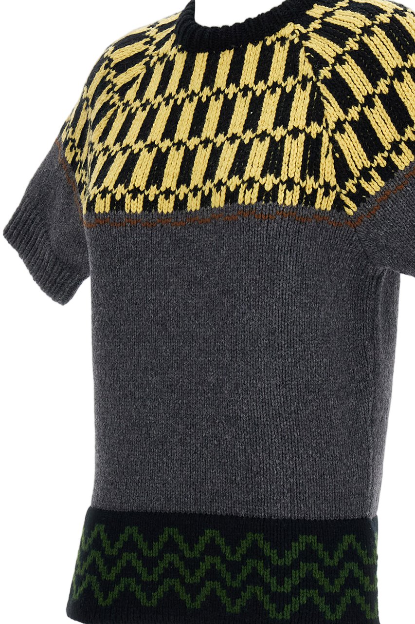 Marni Grey Jacquard Wool-Cashmere Blend Top Grijs