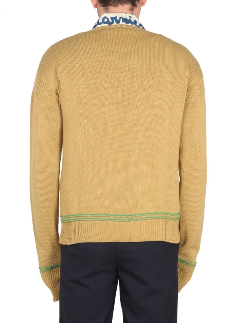 Marni Cross-Neck Knit Sweatshirt Geel
