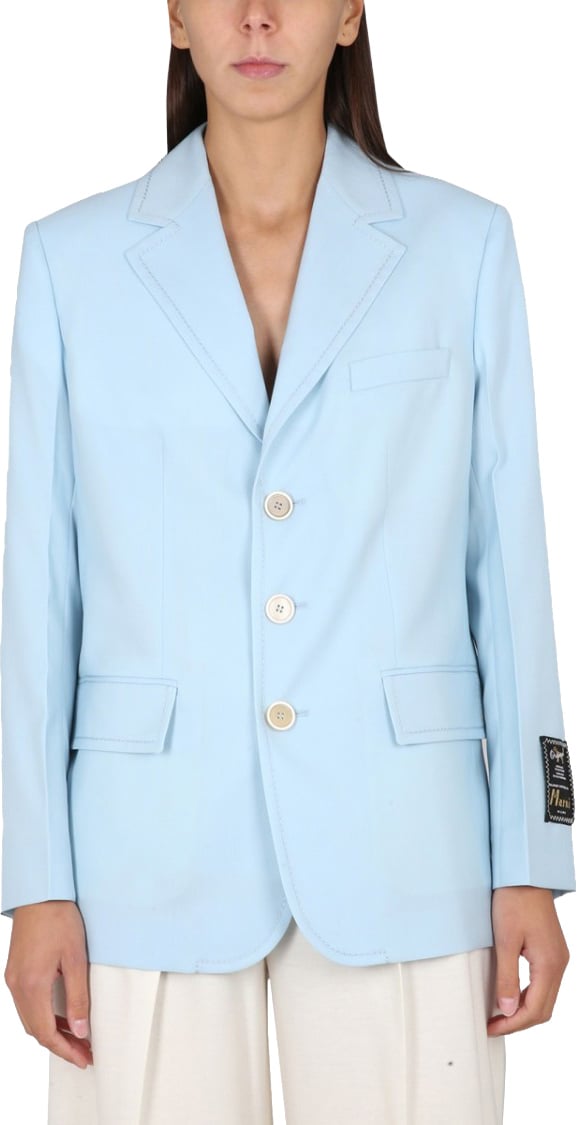 Marni Cool Wool Long Blazer Blauw