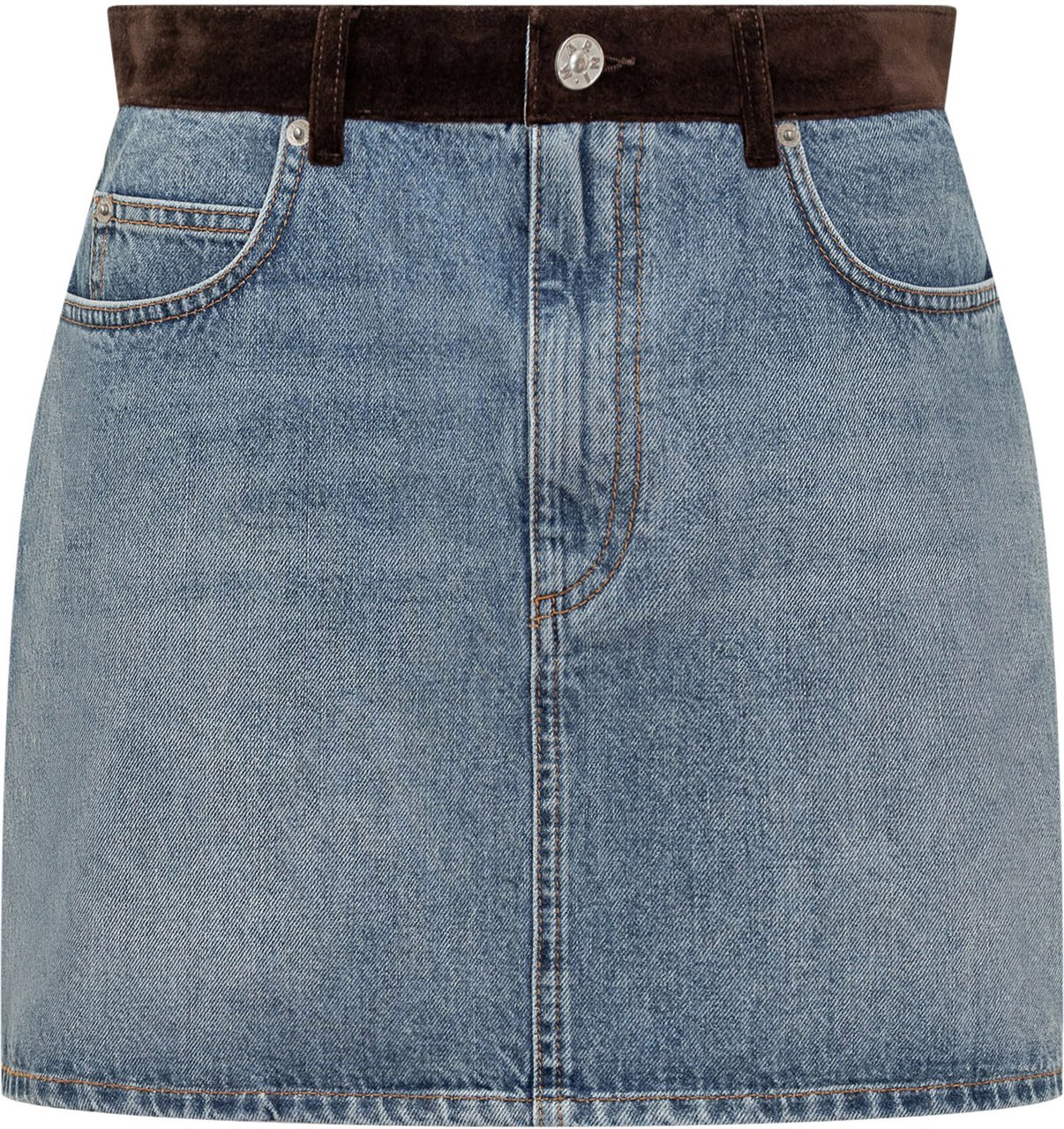 Marni Gonna Marni in Denim con Dettagli a Contrasto Blauw