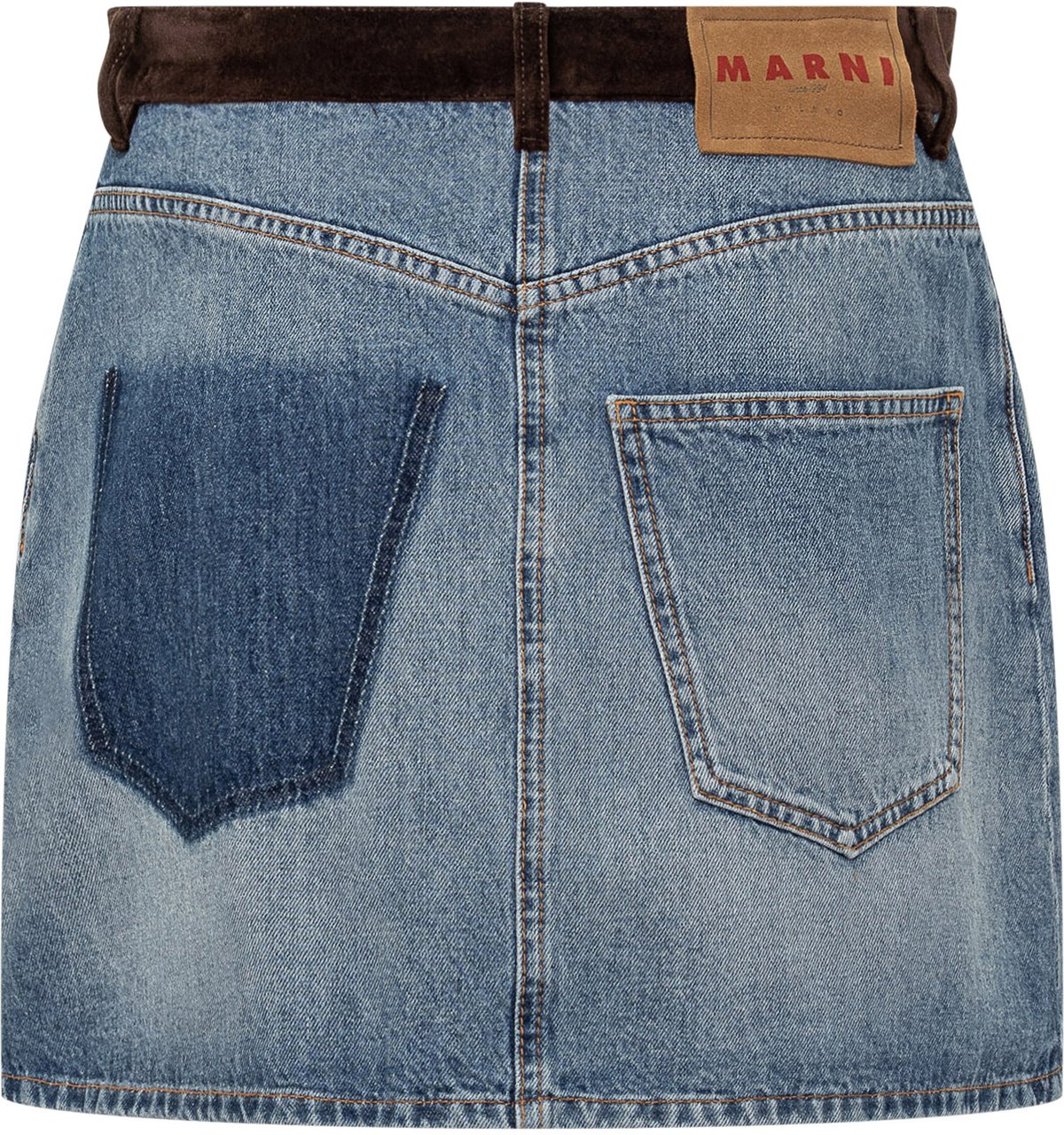 Marni Gonna Marni in Denim con Dettagli a Contrasto Blauw