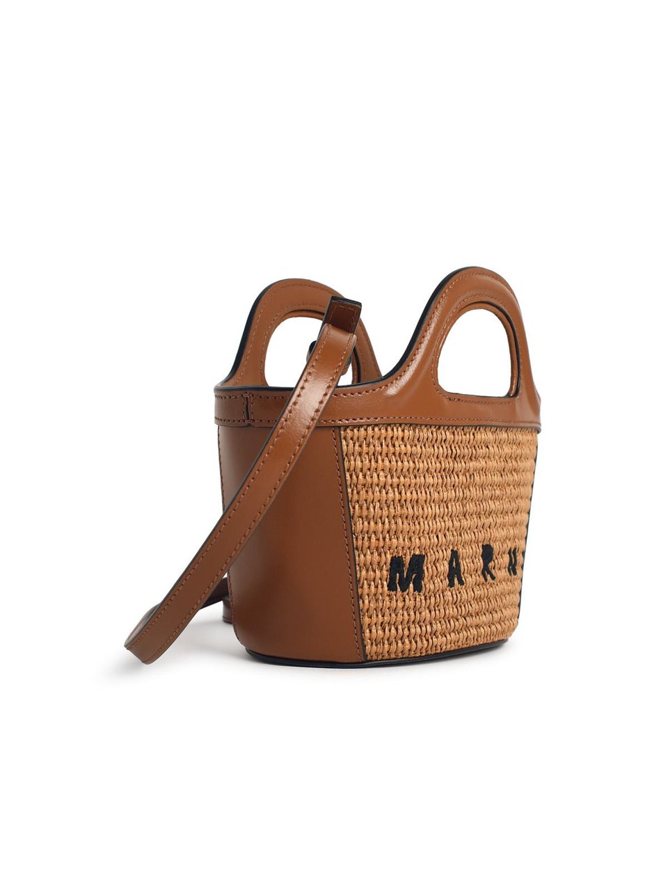 Marni Brown Leather Blend Micro Tropicalia Bag Bruin