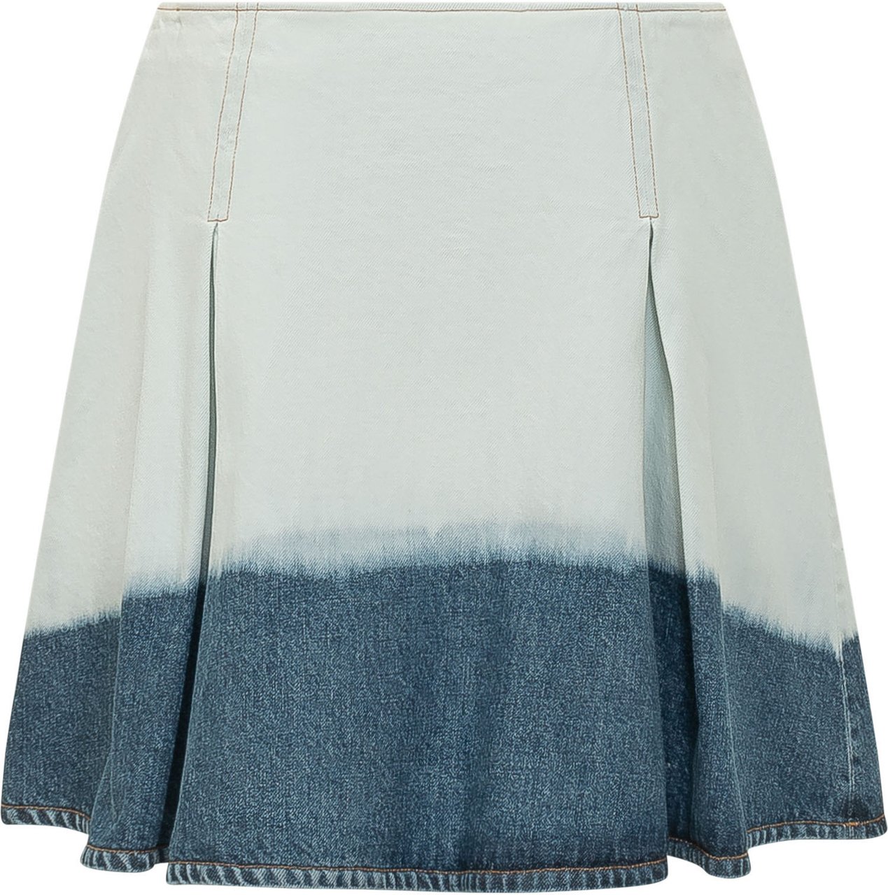 Marni Gonna in Denim Dégradé con Pieghe Lichtblauw