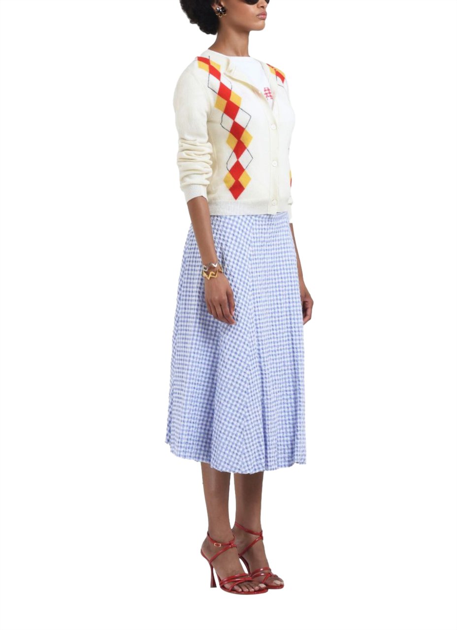 Marni Micro Check Blue-white Skirt Wit